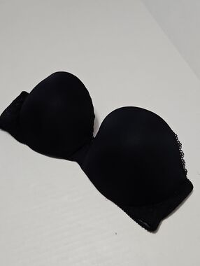 Vanity Fair Black Strapless Push-Up Bandeau Bra Size 34B